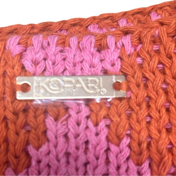 Kopari Pink and Orange Knit Checkerboard Bag Retro Mod Y2K - Picture 2 of 2
